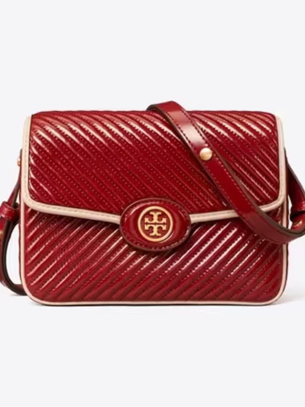 Tory Burch Robinson Quilted Crossbody Shoulder Bag with Gold Logo